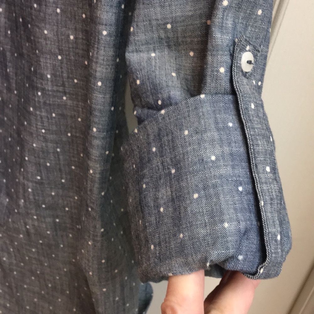 100% Cotton Polka-Dot Tailored Blue/Grey Shirt - Picture 5 of 8